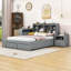 Lit plateforme double en bois avec rangement pour tête de lit et bureau intégré Campion-449742991