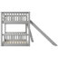 Lit superposé simple gris avec glissière amovible et, option d'économie d'espace pour les petites chambres à coucher, lit en bois de pin, facile à installer, tête de lit à rayures verticales de couleur intégrée, structure, convenable