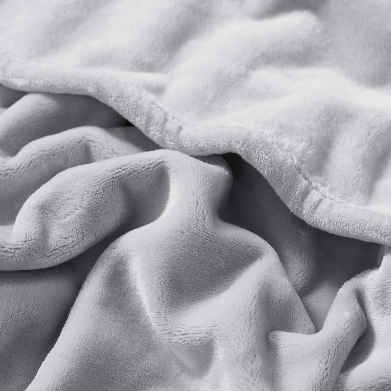 The Sheet Lab Solid Plush Throw Blankets, Glacier Gray