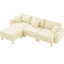 Tissu convertible en forme de L avec 3 pieds cylindriques en forme de coquillage, amovibles et auto-enveloppés, beige, style contemporain pour la détente dans la chambre à coucher, fabrication, rembourrage en mousse de siège confortable-376393809-376393818
