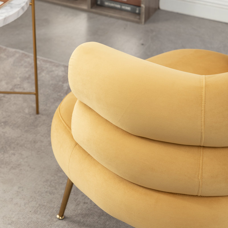 Fauteuil demi-tonneau Demetrius, Velours jaune