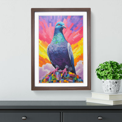 Pigeon Colour Field - Single Picture Frame Print on Wood