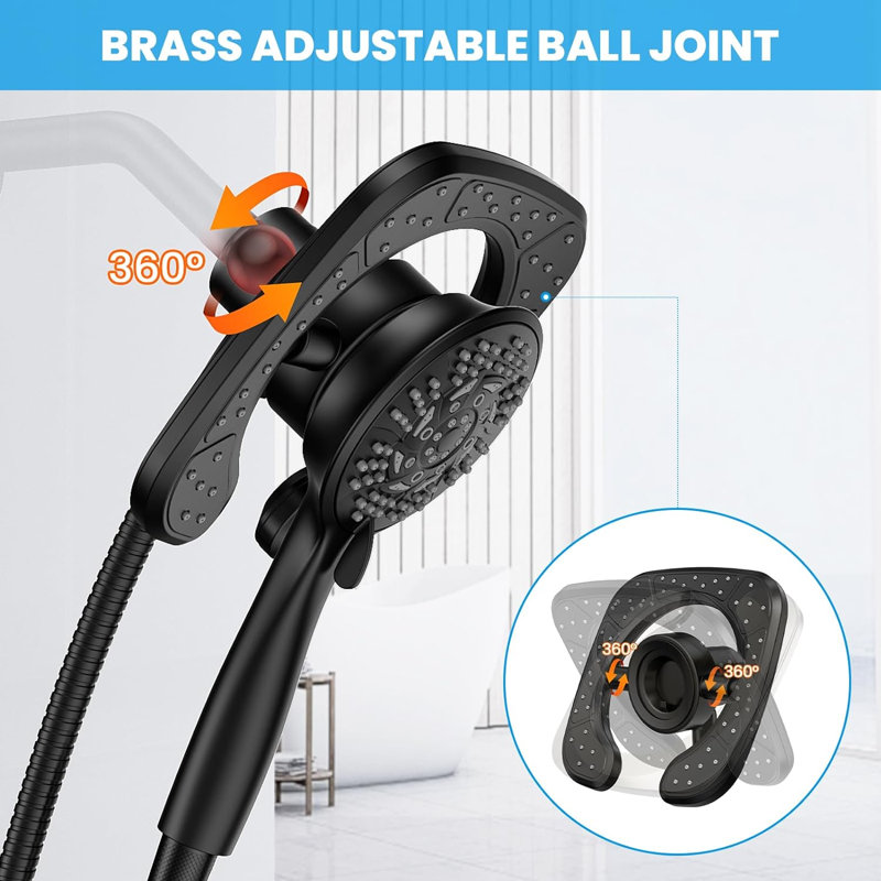 Rain Dual Shower Head 1.75 GPM GPM, Black