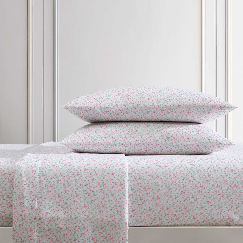Queen Light Pink Floral Satin Microfiber Sheet Set