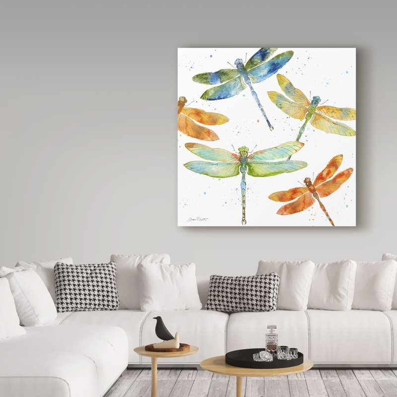 Wrapped Canvas Wall Art - Jean Plout 'Dragonfly Bliss 1' Wall Art for Living Room, Bedroom, or Office Décor - 35x35