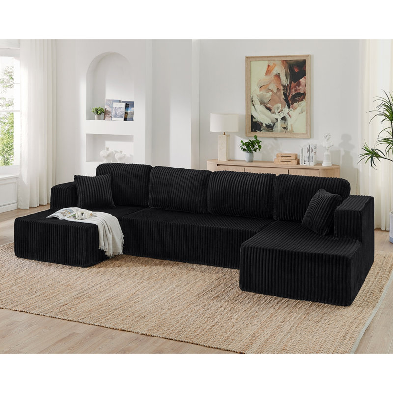 Canapé modulaire compressé en forme de U Boneless, Noir