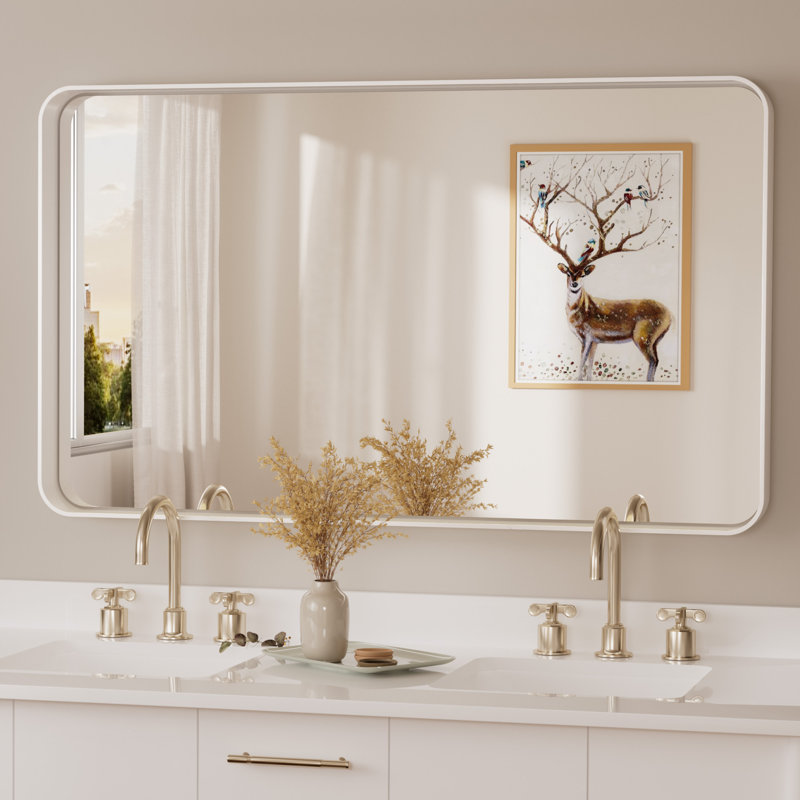 Miroir d'appoint Tyro, 42 po x 36 po, Blanc, Rectangulaire