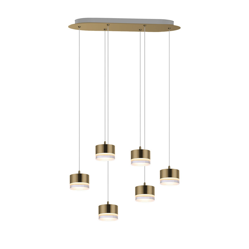 Luminaire suspendu tambour 6 lumières Barnsdall, Laiton brossé