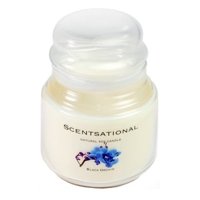 Black Orchid Scented Jar Candle with Glass Holder