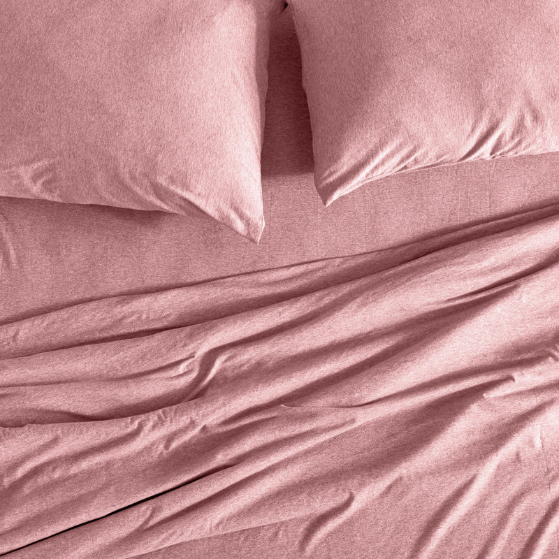 Ensemble de draps en jersey 100% coton 145 fils, Simple, Rose