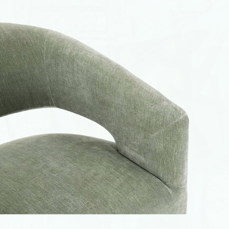 Fauteuil contemporain à dossier demi-tonneau avec roulettes - Vert, Vert