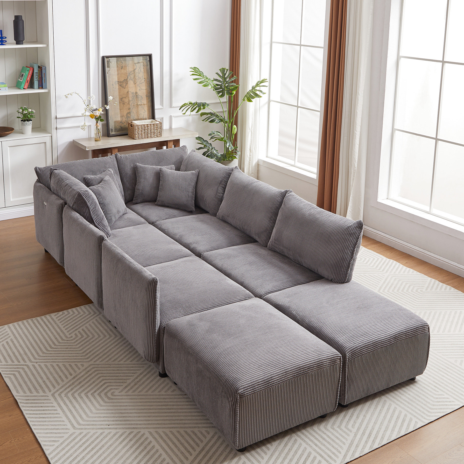 Mercer41 Modern Living Unit - Corduroy Lounge , 2 Cushions, & C ...