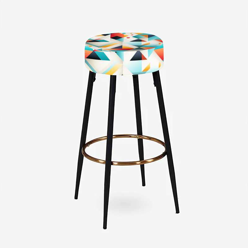 Ensemble de 2 tabourets de bar géométriques bleu et orange Geo Haze