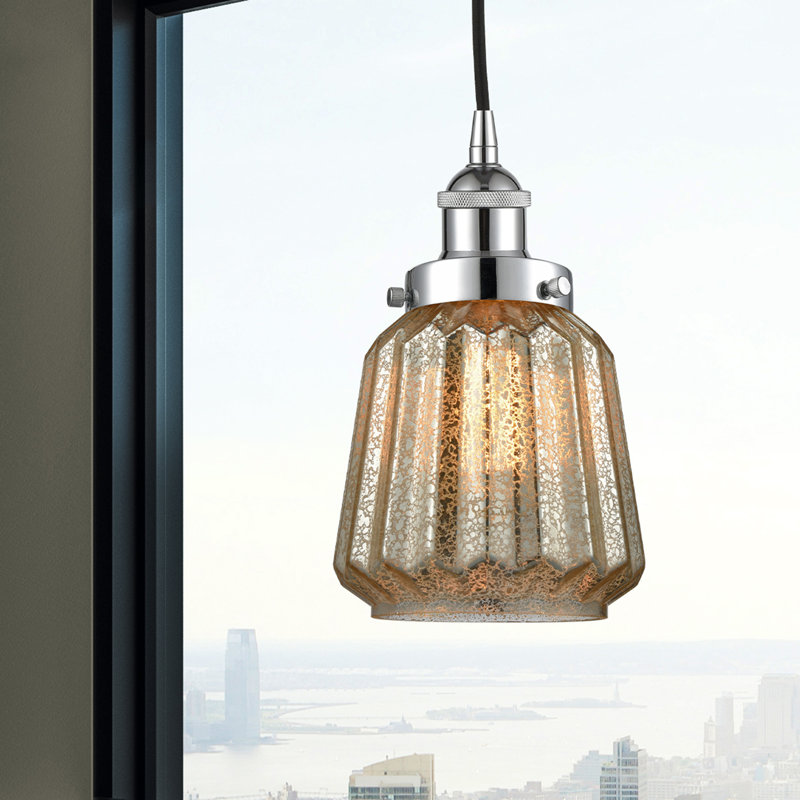 Luminaire suspendu conique à 1 lumière Caggiano, Chrome poli