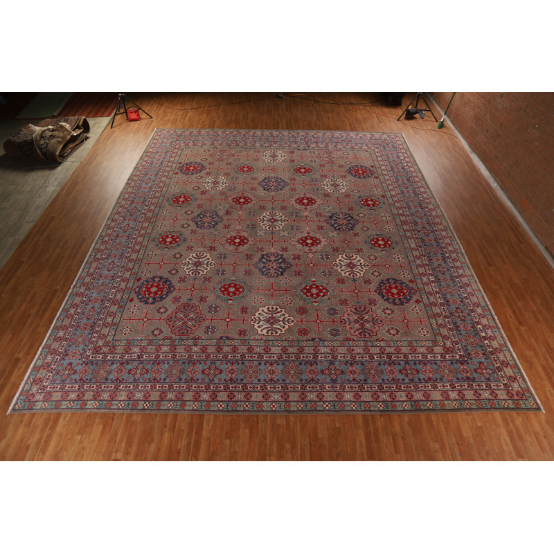 One-of-a-Kind 16'7'' x 20'1'' New Age Rectangle Wool Area Rug in Blue and Red