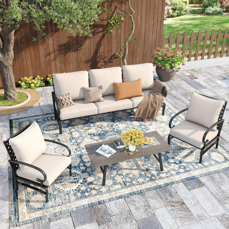 Taverny 5 - Person Outdoor Seating Group with Olefin Cushions