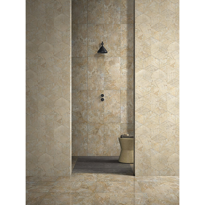 Marbre hexagonal, marbre naturel, pour mur, finition texturée en bois franc, marbre cannelé 3D, pierre naturelle, marbre véritable, marbre véritable, 1 boîte de 12 pièces