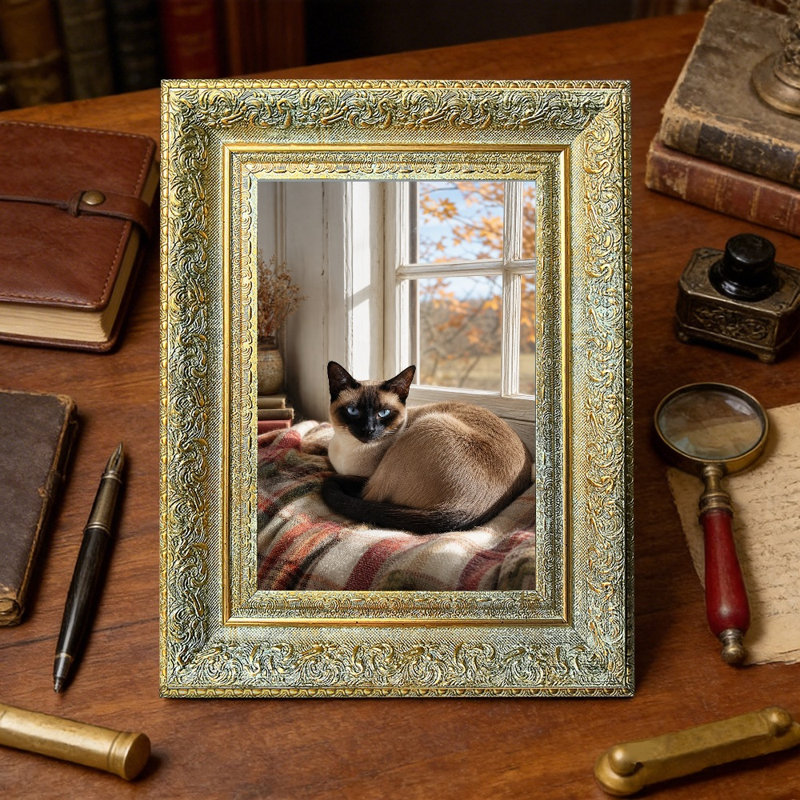 Cadre photo pour animaux de compagnie, 5" W x 7" H, Antique Gold, 1