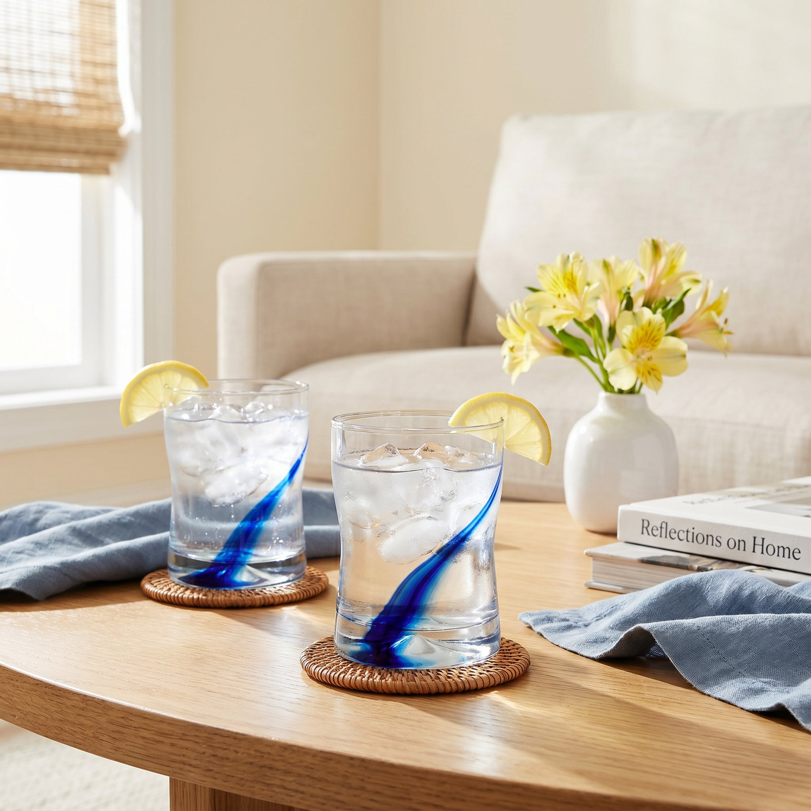 Blue Ribbon Drinking Glass