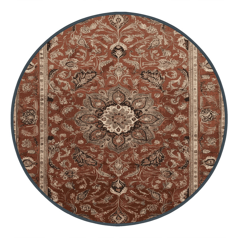 Tapis brun lavable à la machine, Rond 3 pi