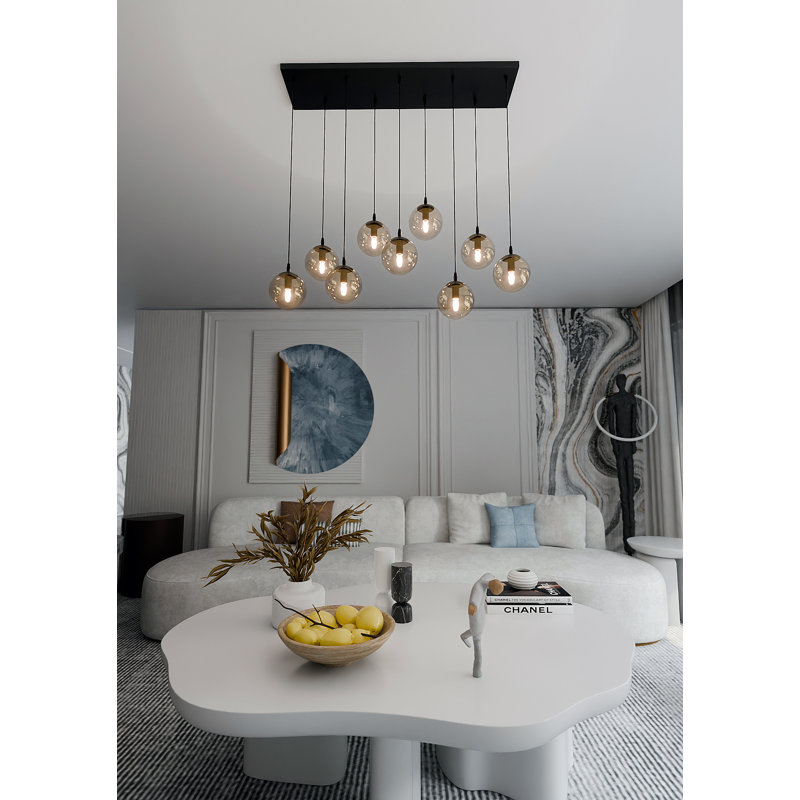Cadesha 9 - Light Black Cluster Pendant, Amber