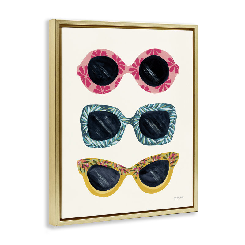  Art mural sur toile flottant avec lunettes de soleil tropicales par Yvette St. Amant, H 31 po x l 25 po