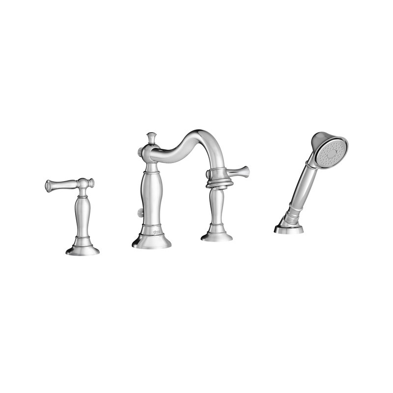 Garniture de robinet de baignoire romaine à fixation sur plateau à poignées doubles avec inverseur et douche à main Quentin