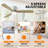 Kamri 42 inch Black Wood Ceiling Fans with Lights and Remote, Modern Flush Mount Low Profile Ceiling Fan with Light, 6 Speed, Reversible DC Motor, for Bedroom/Outdoor/Farmhouse/Patios-214862004-214862005