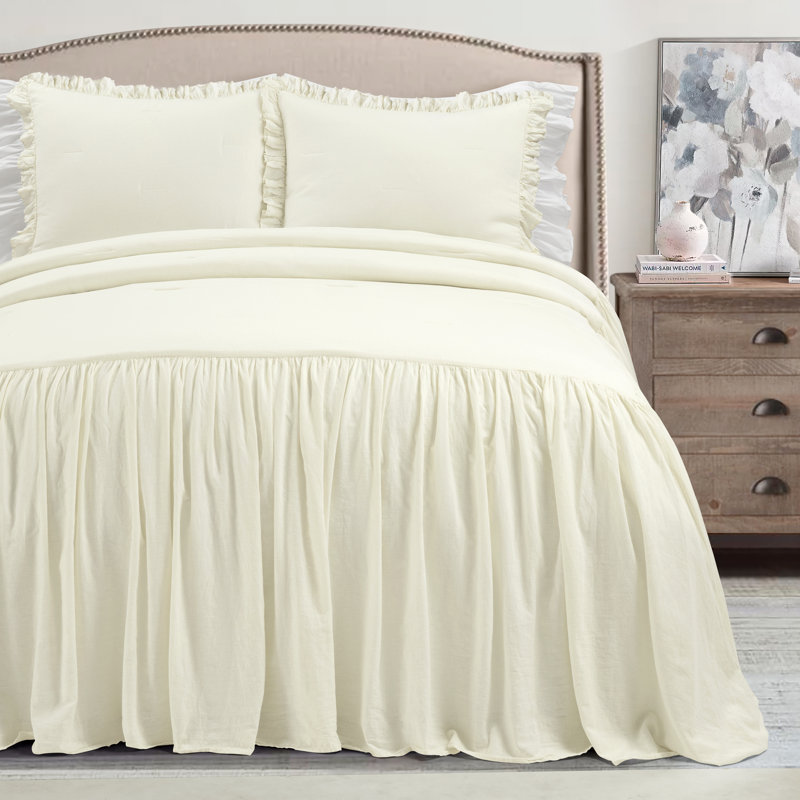  3 Piece Coverlet Set, King/Cal. King Coverlet + 3 Standard Shams, Ivory