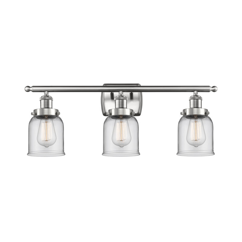 Éclairage pour meuble-lavabo 3 lumières 26 po Ballston Urban Bell, Clair, Nickel satiné brossé, Incandescent