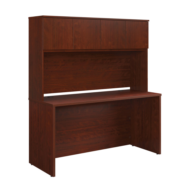 Bureau 60 po x 24 po avec rehausse, finition rouge, Rouge