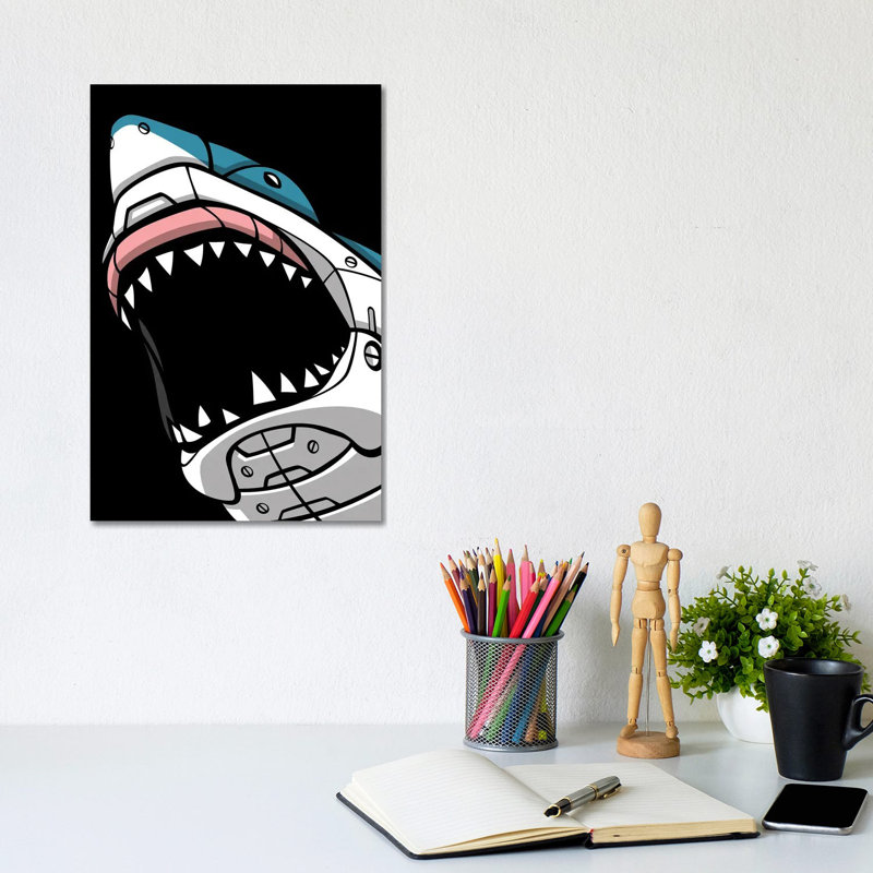Mechanic Shark 1 Piece Wrapped Canvas Wall Art, 20.32 cm H x 30.48 cm W