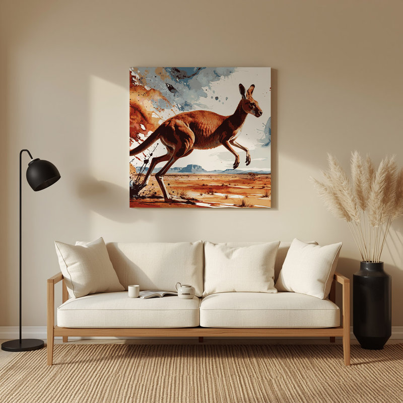 Faune, art mural brun en kangourou rouge, H 16 po x l 16 po