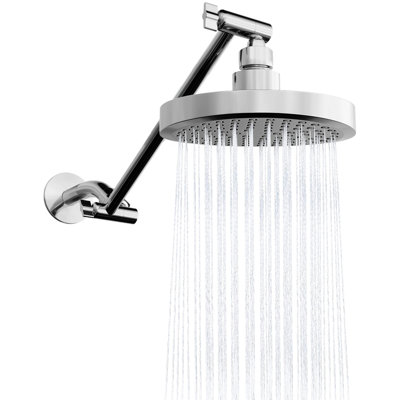 Pomme de douche ronde avec bras d'extension réglable - Performance haute pression, installation facile en 1 minute (bras de 11 po) (support de douche fixe vendu séparément)