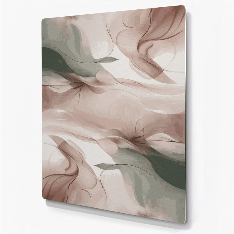 Abstrait paysage 100 beige, art mural en métal, H 12 po x l 18 po