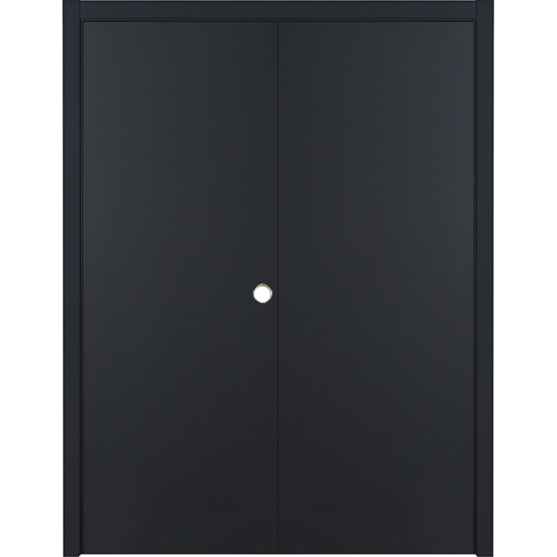 Glam G-Pro 001 - Porte intérieure double en stratifié noir doux pré-suspendu 64 po x 80 po, Gauche, 64 po x 80 po