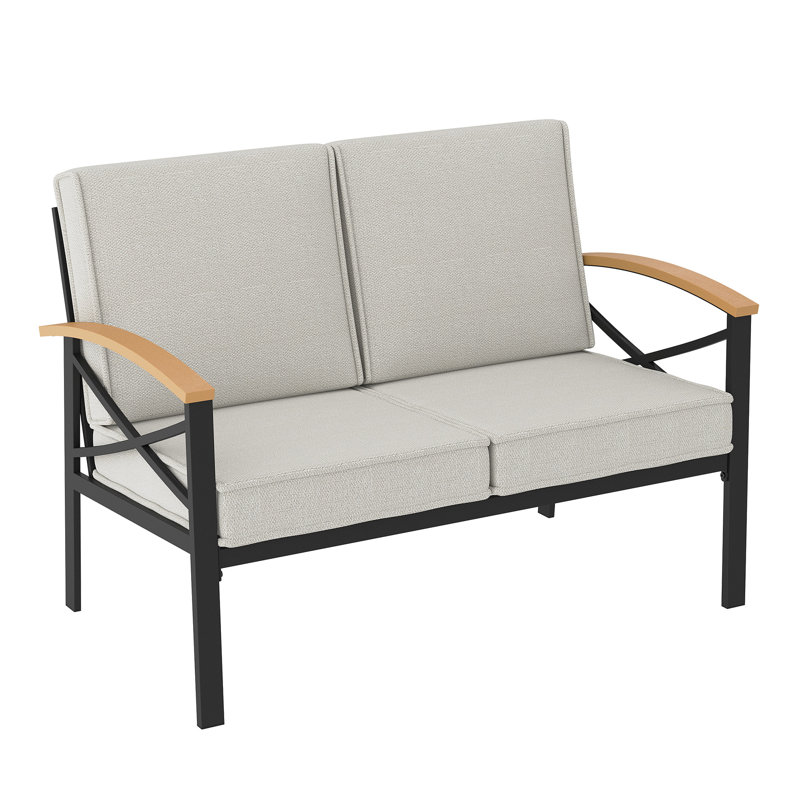 Patio Loveseat With Cushions, Beige