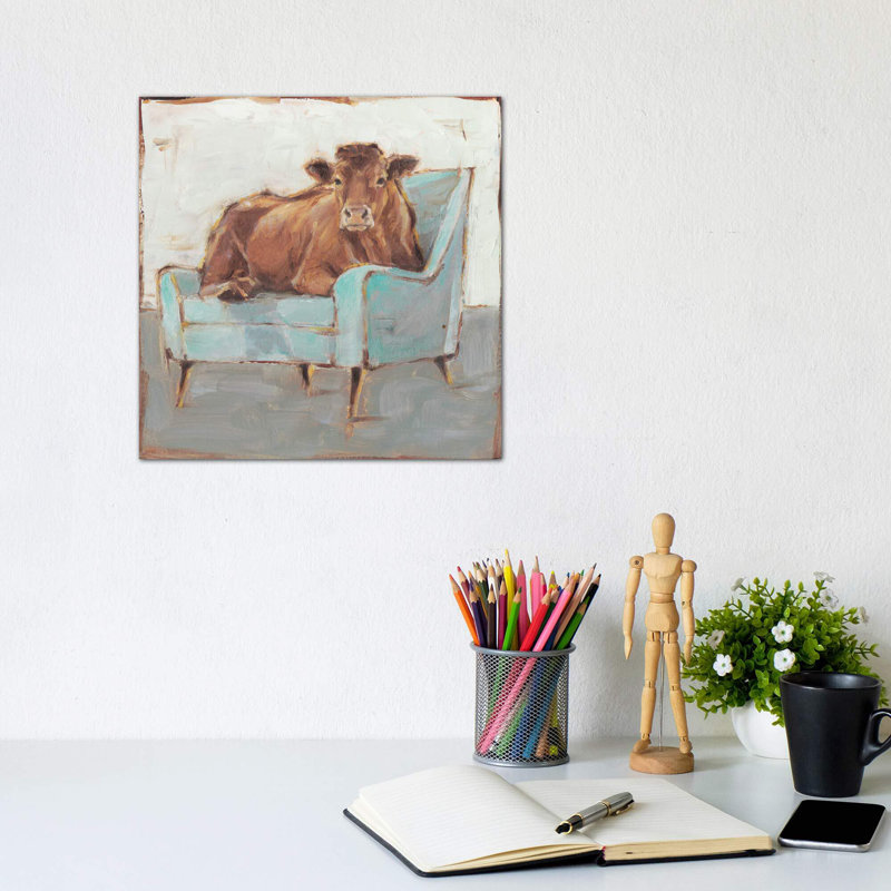 «Moo-ving in IV» par Ethan Harper - reproduction d'art encadrée, Toile tendue, H 48 po x l 48 po x P 1,5 po