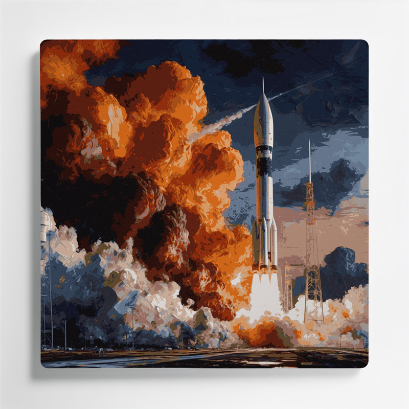 Art mural en métal Sci Fi Rocket, H 144 po x l 144 po x P 0,05 po