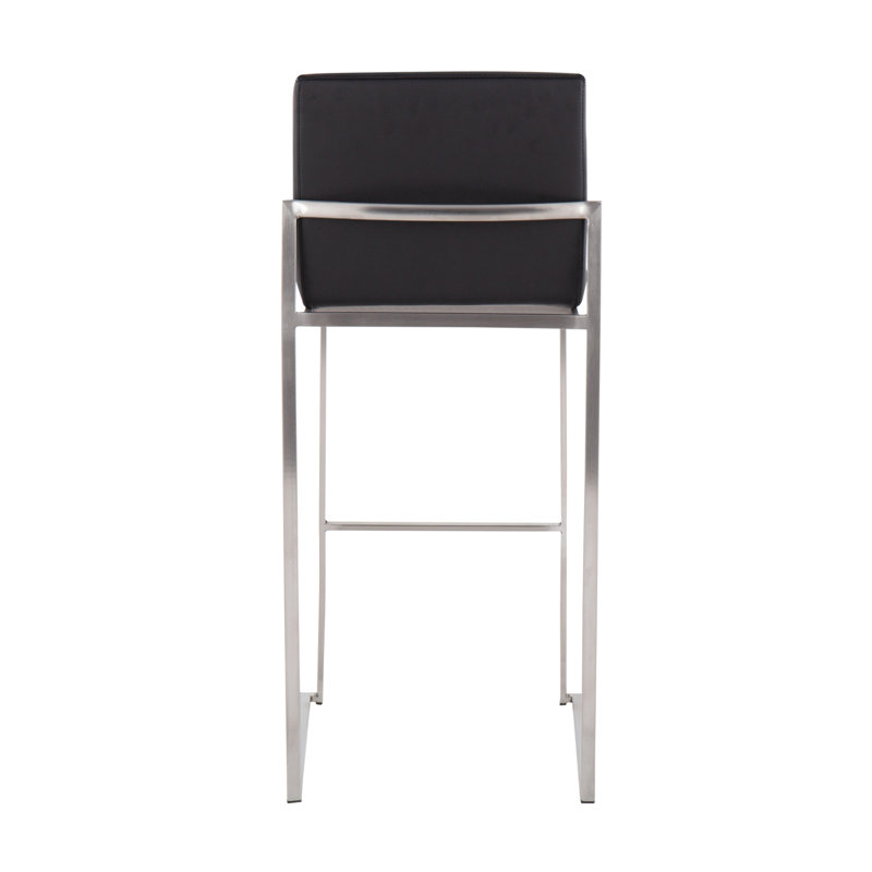 Tabouret de bar 30 po Fuji, 3, Noir, Argent argent