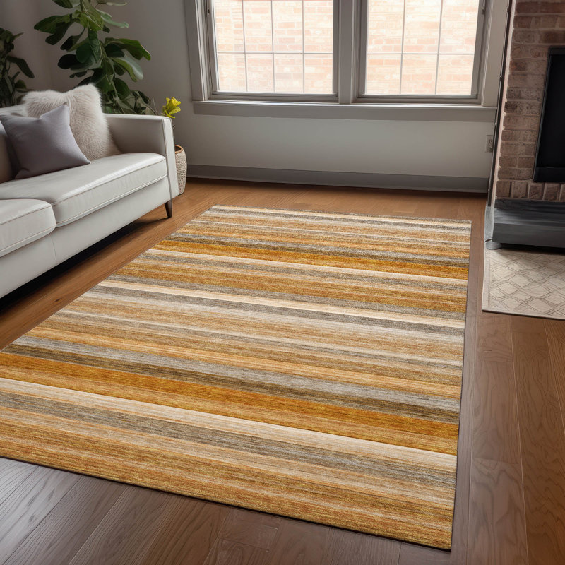 Kinslee Washable Striped Indoor / Outdoor Rug, Rectangle 10' x 14'