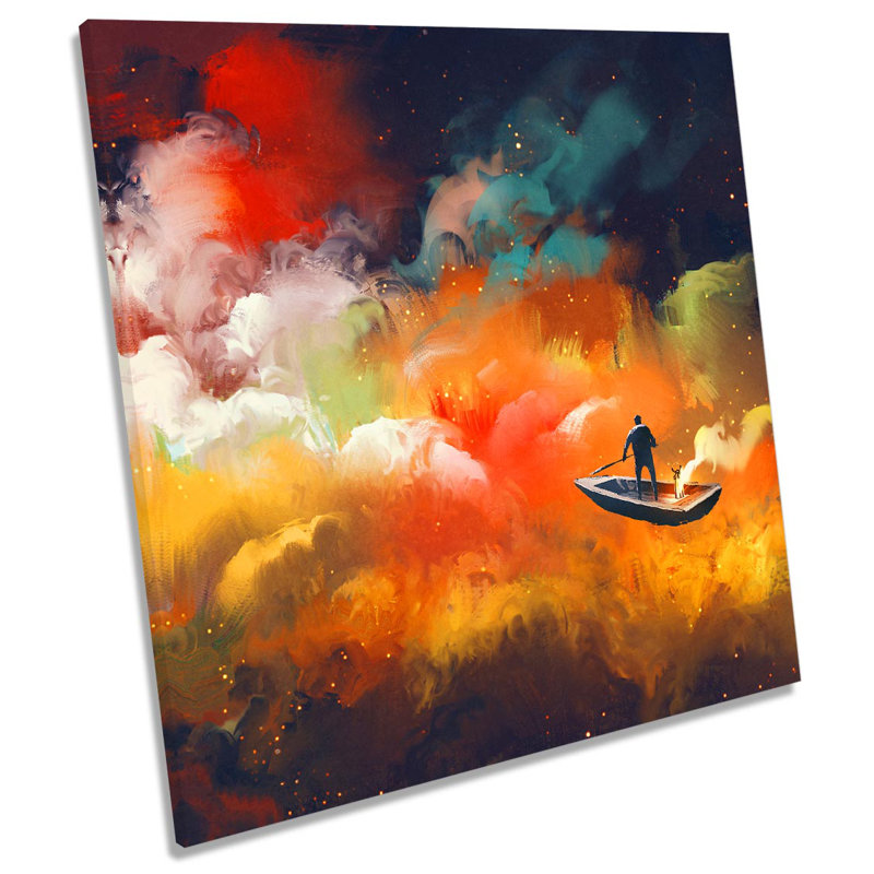 Z6153 Boat Sky Clouds Bathroom Picture - Wrapped Canvas Painting, 40.6cm H x 40.6cm W x 2cm D