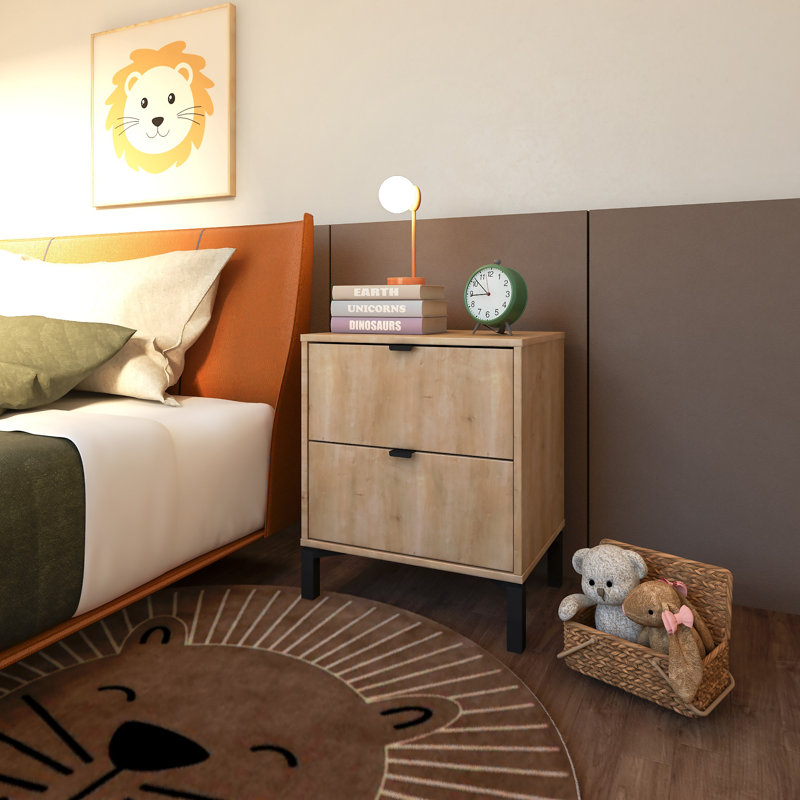 Ausencio Particle Board / Chipboard Nightstand, Natural Wood