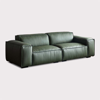 Green Genuine Leather Modular Sofa cushion Loveseat