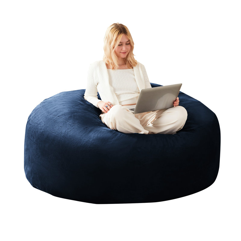 6Ft Bean Bag Chair, Memory Foam Filled, Soft And Comfortable, Removable Cover, For Small Spaces In Bedroom Living Room, Blue Adaptable To Body Shapes, - Relieving Support, Functioning As Guest Bed,