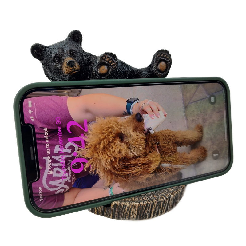 Support pour téléphone portable Peeking Black Bear Figurine