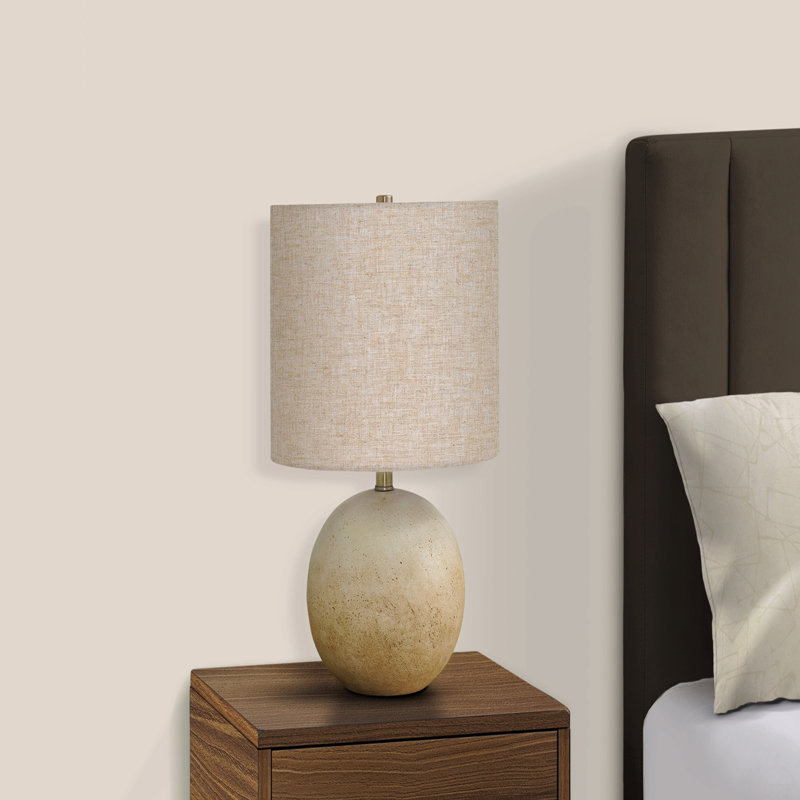 Lighting, H 20 ", lampe de table, béton beige, abat-jour beige, Beige, Beige