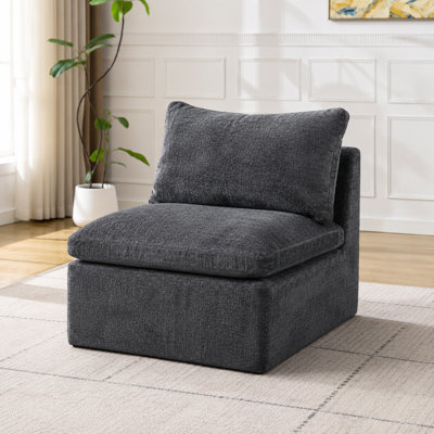 Fauteuil d'appoint rembourré Ashville en chenille, module de fauteuil simple pour canapé modulaire