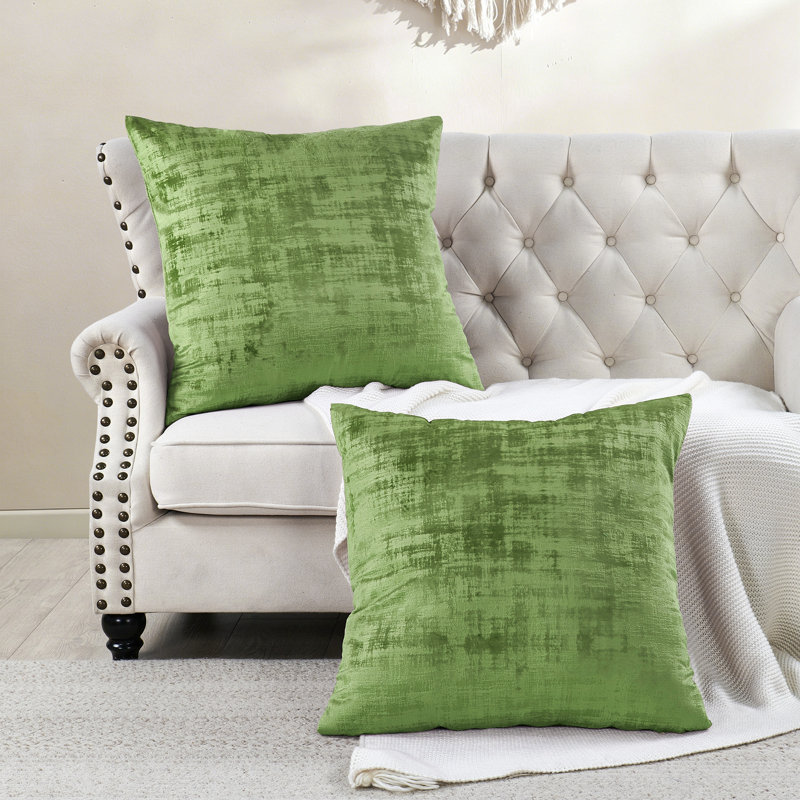 Textured Velvet Euro Reversible Pillow Cover, Calla Green