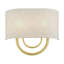 Applique murale 2 lumières ADA en bronze anglais avec abat-jour en tissu avoine fabriqué à la main avec tissu blanc à l'intérieur-611700163
